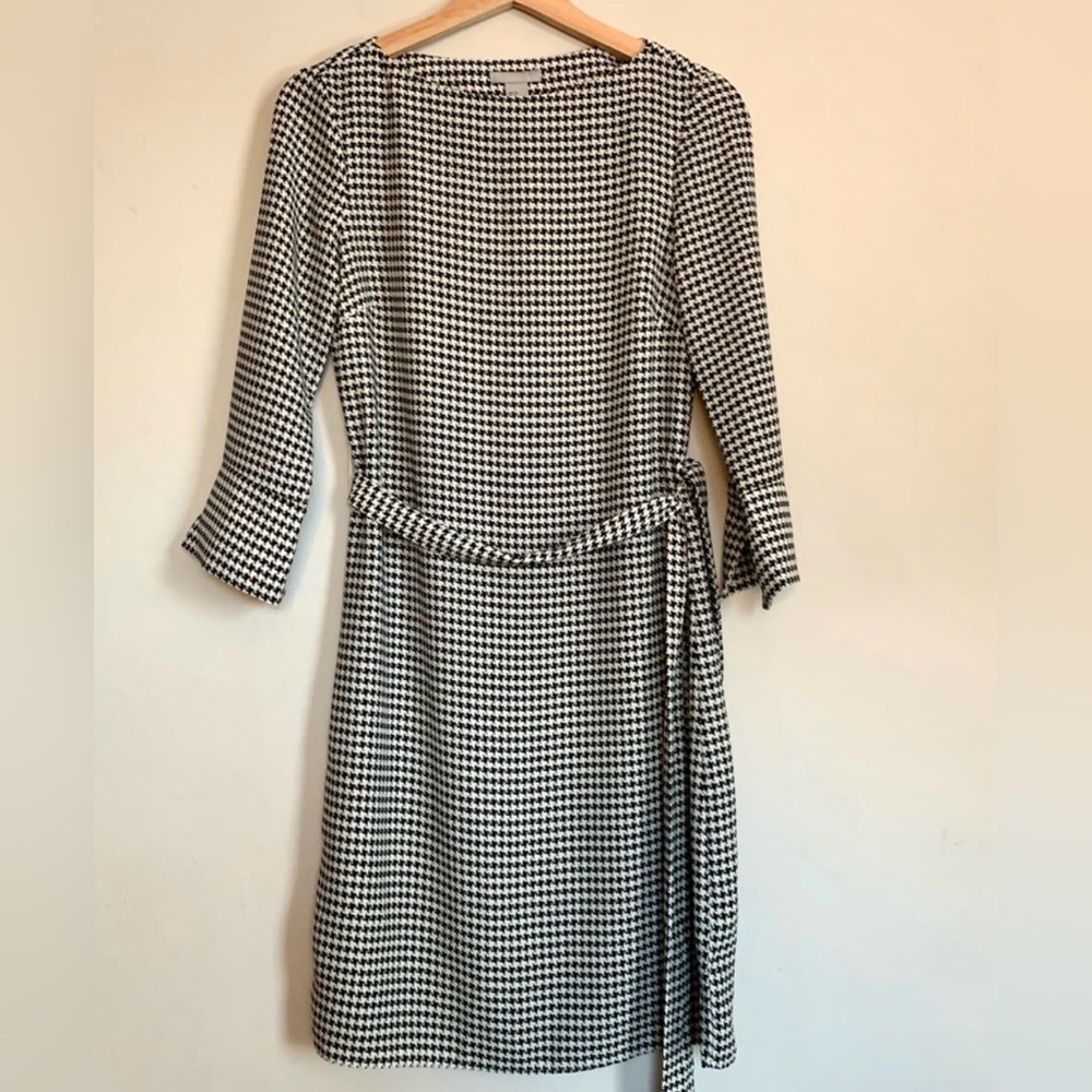 Elegant Black and White Houndstooth Dress